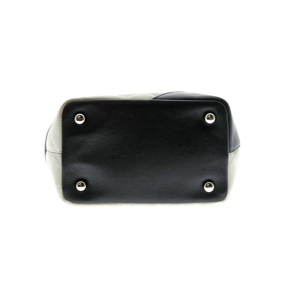 Chanel Cambon Line Small Tote White Black Line Leather Bag Coco Mark - Picture 5 of 15